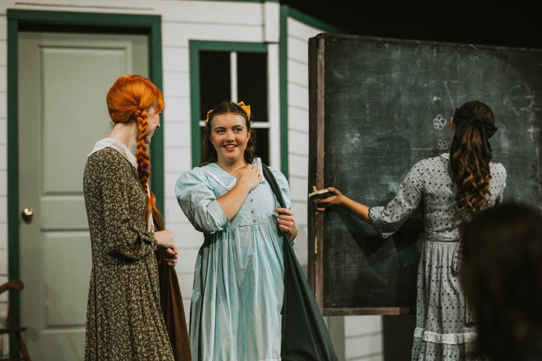Students perform a schoolyard scene in Anne of Green Gables at Shadow Mountain Event Center