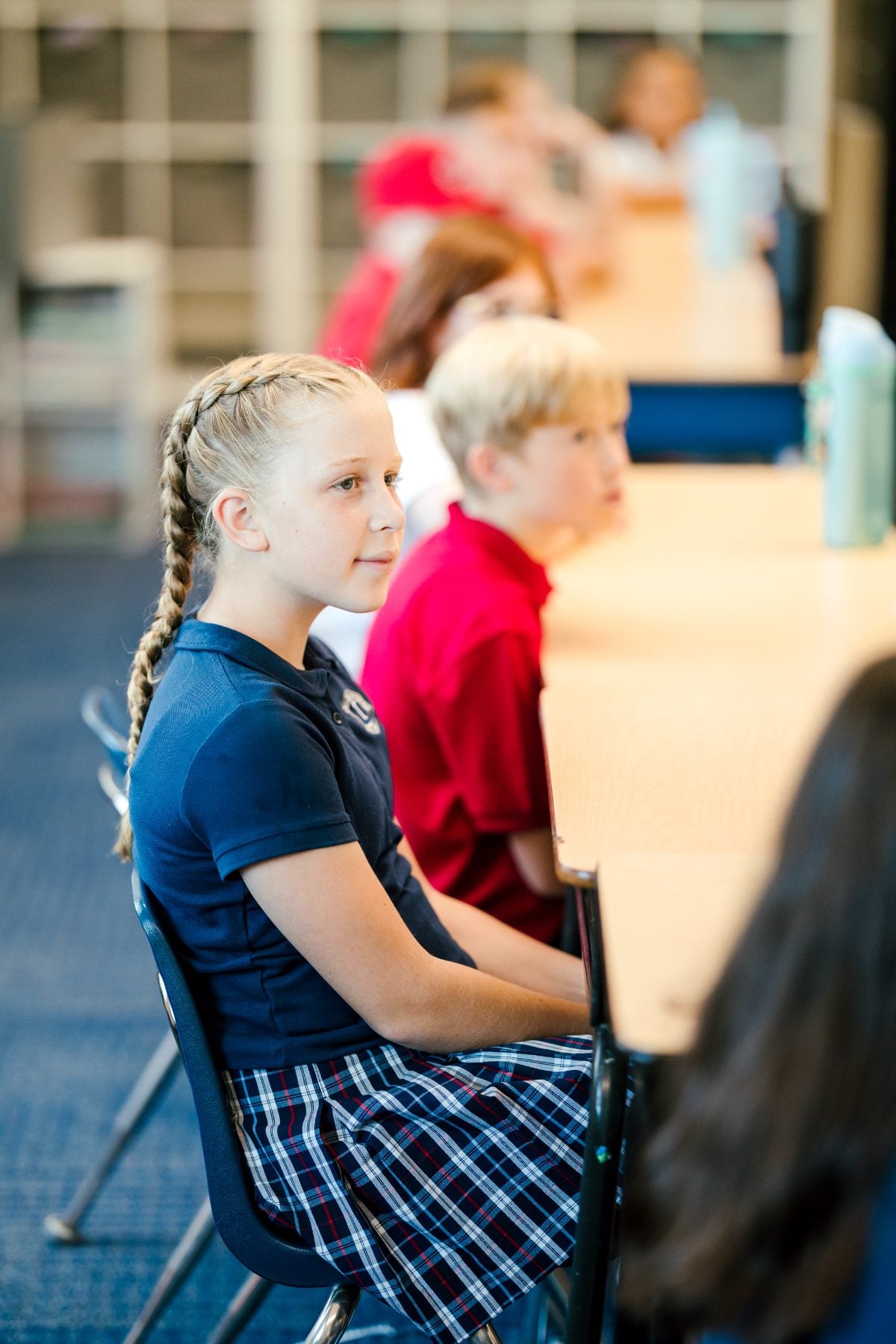 Students seated at desks in a Christian Unified Schools classroom on day one