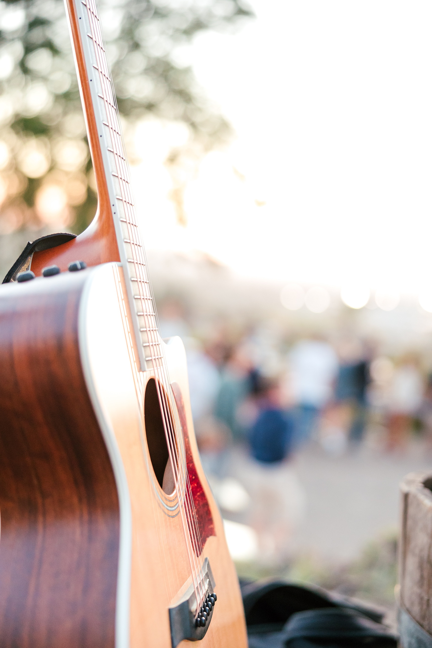 Spiritual Emphasis Week 2025 — 31 Close-up of acoustic guitar neck at outdoor evening worship gathering
